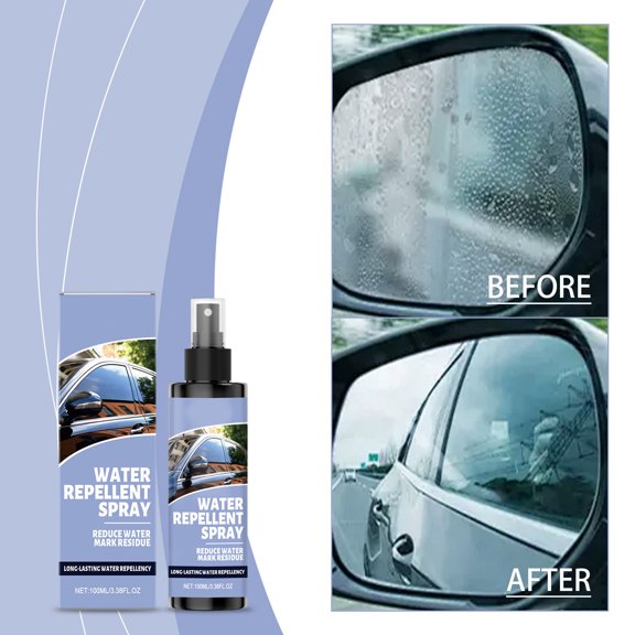 Water Repellent Spray for Car Glass,Hydrophobic Glass Treatment,100ml Water Repellent,Windshield Care Kit,All Vehicle Models Glass Cleaner,Deep Cleaning Spray,Rain Repellent Spray