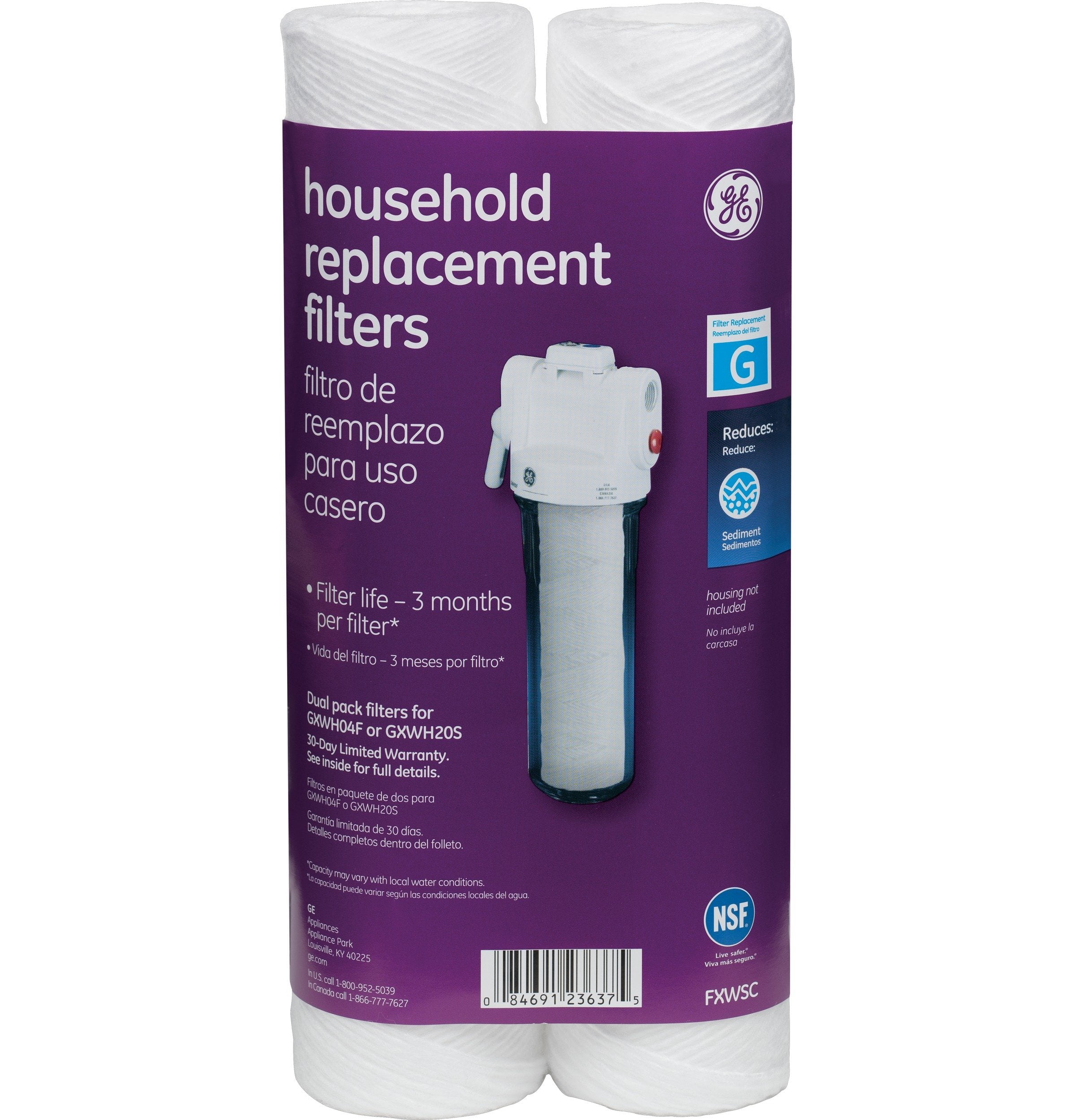 GE Whole House Sediment Reduction Replacement Filters, 2-Pack