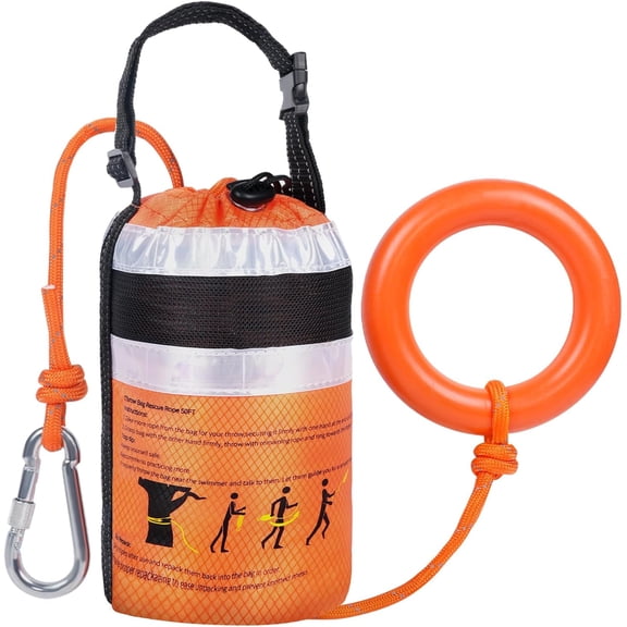 Water Rescue Throw Bag - 3/10 Inch Rope with 50FT /70FT/100FT Length Up to 1900lbs Tensile Strength Throwable Flotation Device Emergency Safety Equipment for Kayak Raft Boat