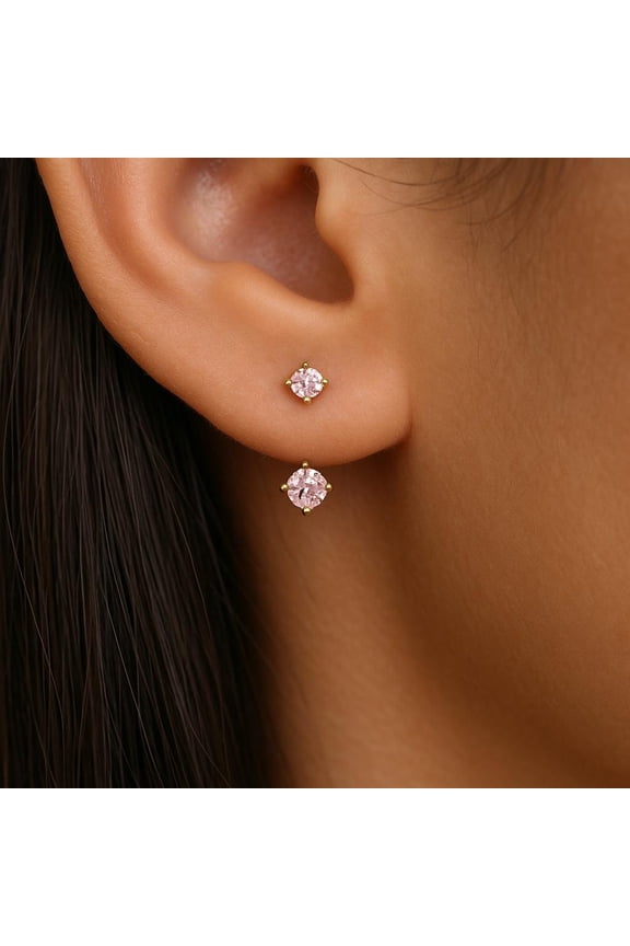 Water-Resistant 14K Gold Plated Ear Jacket Stud Earrings 925 Sterling Silver Front Back Earrings in Gold or White Gold with Butterfly Push Back