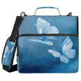 thumbnail image 1 of Water-Resistant 3-Ring Binder Organizer with Multiple Pockets Zipper Binder Bag for Office Abstract Blue and White Butterfly, 1 of 8