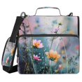 thumbnail image 1 of Water-Resistant 3-Ring Binder Organizer with Multiple Pockets Zipper Binder Bag for Office Abstract Wildflowers, 1 of 8
