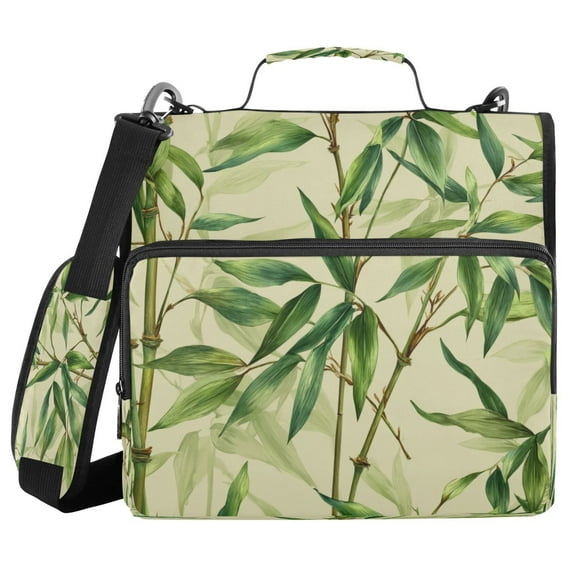 Water-Resistant 3-Ring Binder Organizer with Multiple Pockets Zipper Binder Bag for Office Bamboo Pattern