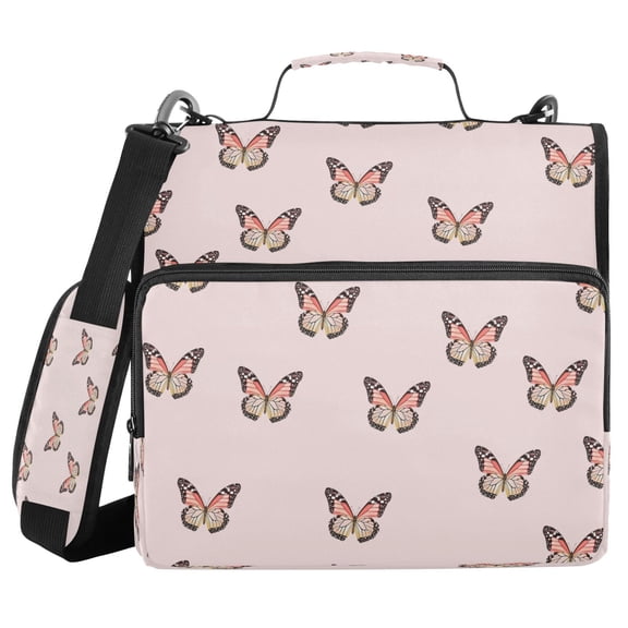 Water-Resistant 3-Ring Binder Organizer with Multiple Pockets Zipper Binder Bag for Office Beautiful Butterflies