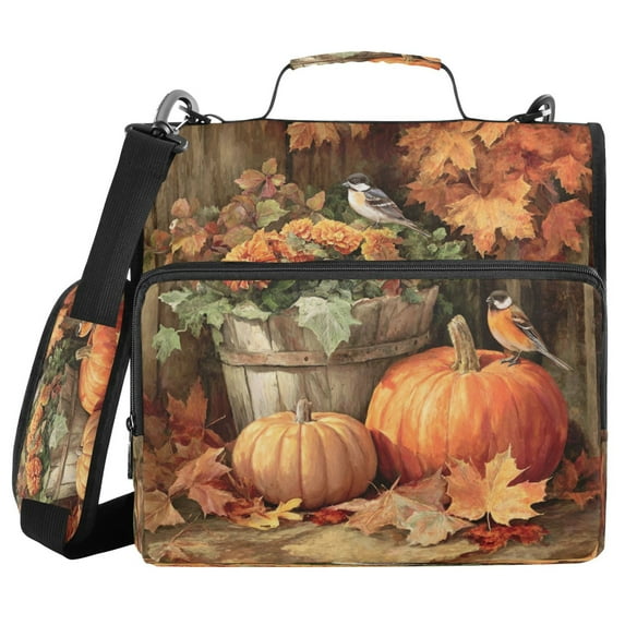 Water-Resistant 3-Ring Binder Organizer with Multiple Pockets Zipper Binder Bag for Office Beautiful Fall Scene