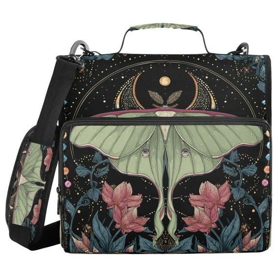 Water-Resistant 3-Ring Binder Organizer with Multiple Pockets Zipper Binder Bag for Office Beautiful Moth