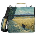 thumbnail image 1 of Water-Resistant 3-Ring Binder Organizer with Multiple Pockets Zipper Binder Bag for Office Black Cat Walking Fields, 1 of 8