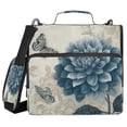 thumbnail image 1 of Water-Resistant 3-Ring Binder Organizer with Multiple Pockets Zipper Binder Bag for Office Blue Flower with Butterflies, 1 of 8