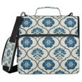 thumbnail image 1 of Water-Resistant 3-Ring Binder Organizer with Multiple Pockets Zipper Binder Bag for Office Blue Symmetrical Floral Pattern, 1 of 8