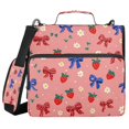 thumbnail image 1 of Water-Resistant 3-Ring Binder Organizer with Multiple Pockets Zipper Binder Bag for Office Bows and Strawberries Pattern, 1 of 8