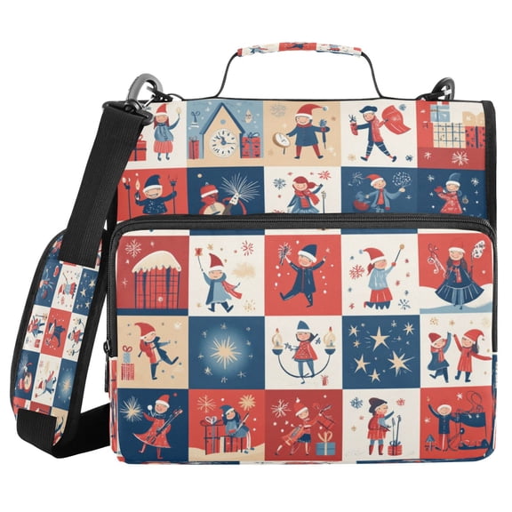 Water-Resistant 3-Ring Binder Organizer with Multiple Pockets Zipper Binder Bag for Office Different Christmas Activities