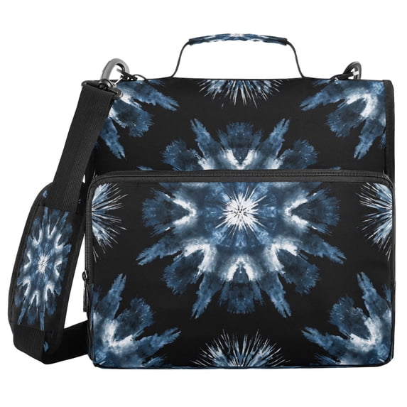 Water-Resistant 3-Ring Binder Organizer with Multiple Pockets Zipper Binder Bag for Office Explosion Of Blue Ink