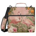 thumbnail image 1 of Water-Resistant 3-Ring Binder Organizer with Multiple Pockets Zipper Binder Bag for Office Flamingos in Tropical Garden, 1 of 8