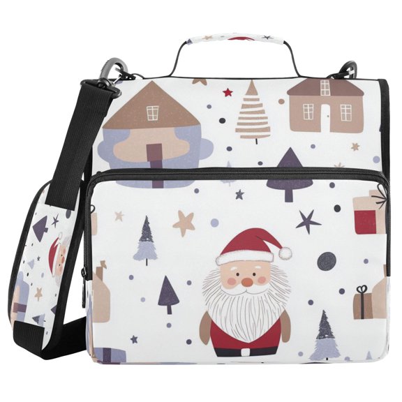 Water-Resistant 3-Ring Binder Organizer with Multiple Pockets Zipper Binder Bag for Office Houses and Trees