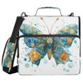 thumbnail image 1 of Water-Resistant 3-Ring Binder Organizer with Multiple Pockets Zipper Binder Bag for Office Intricately Butterfly, 1 of 8