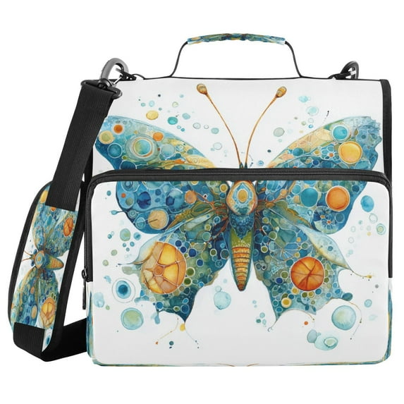Water-Resistant 3-Ring Binder Organizer with Multiple Pockets Zipper Binder Bag for Office Intricately Butterfly