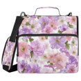 thumbnail image 1 of Water-Resistant 3-Ring Binder Organizer with Multiple Pockets Zipper Binder Bag for Office Lavender and Pink Flowers, 1 of 8