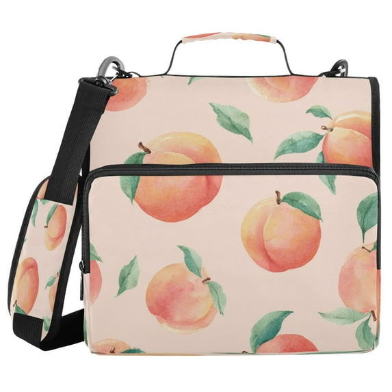 Water-Resistant 3-Ring Binder Organizer with Multiple Pockets Zipper Binder Bag for Office Pale Pink Peach's Pattern