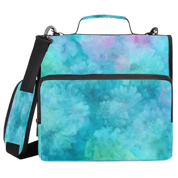 Water-Resistant 3-Ring Binder Organizer with Multiple Pockets Zipper Binder Bag for Office Pastel Blue Dandelions