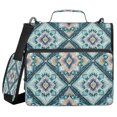 thumbnail image 1 of Water-Resistant 3-Ring Binder Organizer with Multiple Pockets Zipper Binder Bag for Office Pastel Blue Shape Pattern, 1 of 8