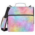 thumbnail image 1 of Water-Resistant 3-Ring Binder Organizer with Multiple Pockets Zipper Binder Bag for Office Pastel Rainbow Tie-dye, 1 of 8
