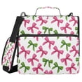thumbnail image 1 of Water-Resistant 3-Ring Binder Organizer with Multiple Pockets Zipper Binder Bag for Office Pink Bows and Green Ribbons, 1 of 8