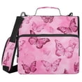 thumbnail image 1 of Water-Resistant 3-Ring Binder Organizer with Multiple Pockets Zipper Binder Bag for Office Pink Butterfly Pattern, 1 of 8