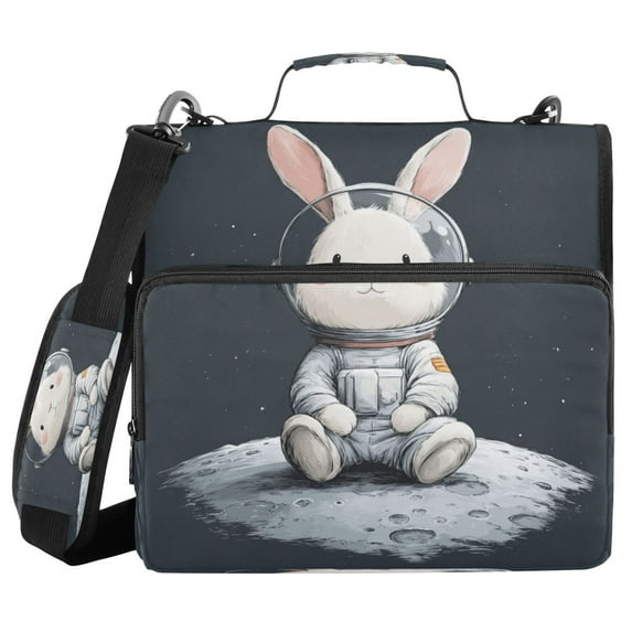 Water-Resistant 3-Ring Binder Organizer with Multiple Pockets Zipper Binder Bag for Office Rabbit in A Space