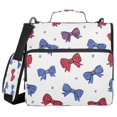 thumbnail image 1 of Water-Resistant 3-Ring Binder Organizer with Multiple Pockets Zipper Binder Bag for Office Red and Blue Stripe Bows, 1 of 8