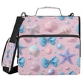 thumbnail image 1 of Water-Resistant 3-Ring Binder Organizer with Multiple Pockets Zipper Binder Bag for Office Seashells and Bows, 1 of 8
