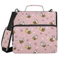 thumbnail image 1 of Water-Resistant 3-Ring Binder Organizer with Multiple Pockets Zipper Binder Bag for Office Small Heart and Bee Patterns, 1 of 8