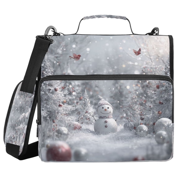 Water-Resistant 3-Ring Binder Organizer with Multiple Pockets Zipper Binder Bag for Office Snowy Winter Landscape