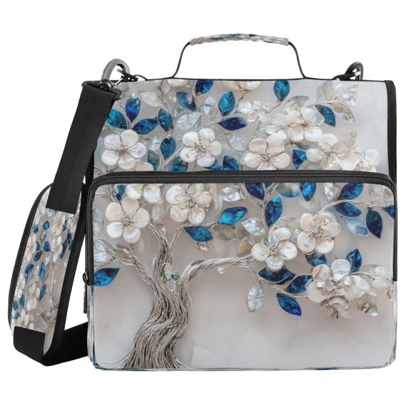 Water-Resistant 3-Ring Binder Organizer with Multiple Pockets Zipper Binder Bag for Office Stunning Tree