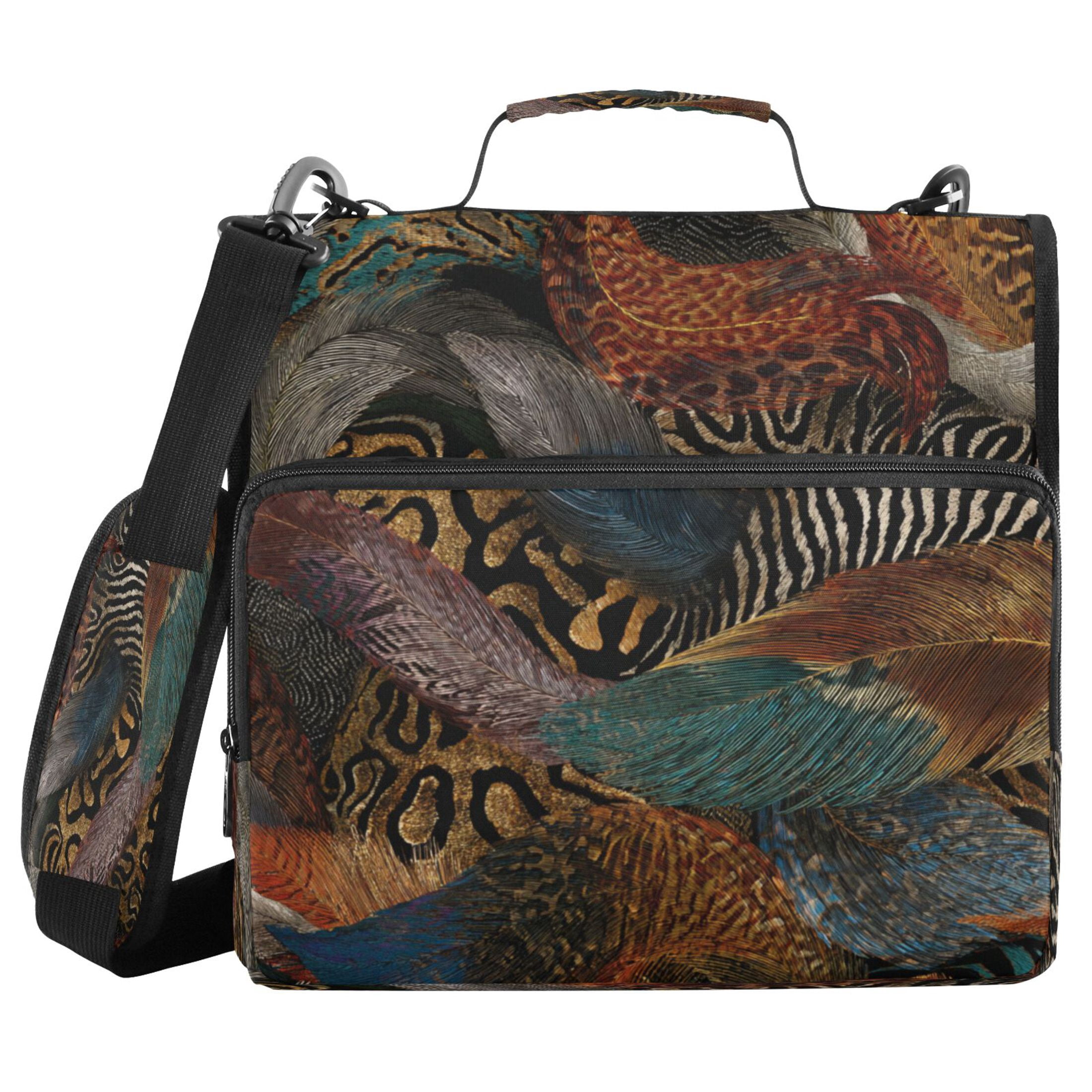 Water-Resistant 3-Ring Binder Organizer with Multiple Pockets Zipper Binder Bag for Office Swirling Leopard and Zebra Pattern