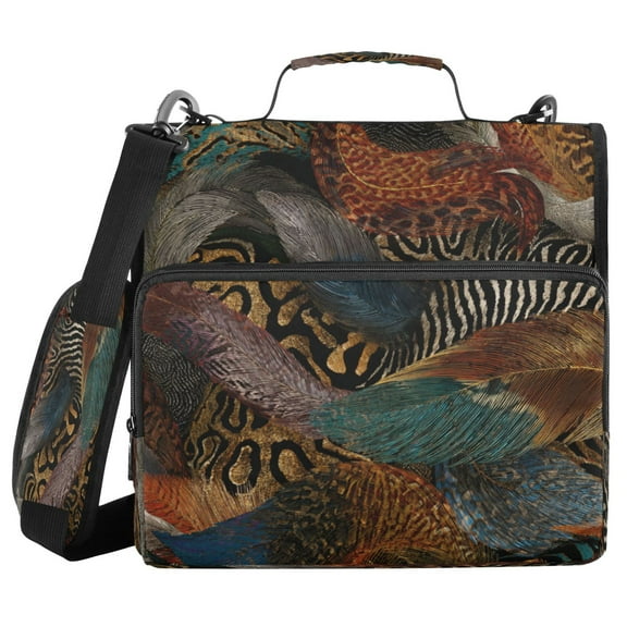 Water-Resistant 3-Ring Binder Organizer with Multiple Pockets Zipper Binder Bag for Office Swirling Leopard and Zebra Pattern