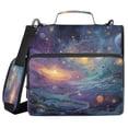 thumbnail image 1 of Water-Resistant 3-Ring Binder Organizer with Multiple Pockets Zipper Binder Bag for Office Vibrant and Colorful Universe, 1 of 8