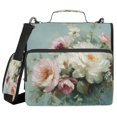 thumbnail image 1 of Water-Resistant 3-Ring Binder Organizer with Multiple Pockets Zipper Binder Bag for Office Vintage Peonies and Daisies, 1 of 8