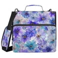 thumbnail image 1 of Water-Resistant 3-Ring Binder Organizer with Multiple Pockets Zipper Binder Bag for Office Watercolor Blue-purple Flowers, 1 of 8