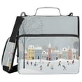 thumbnail image 1 of Water-Resistant 3-Ring Binder Organizer with Multiple Pockets Zipper Binder Bag for Office Winter Wonderland with Small Town, 1 of 8