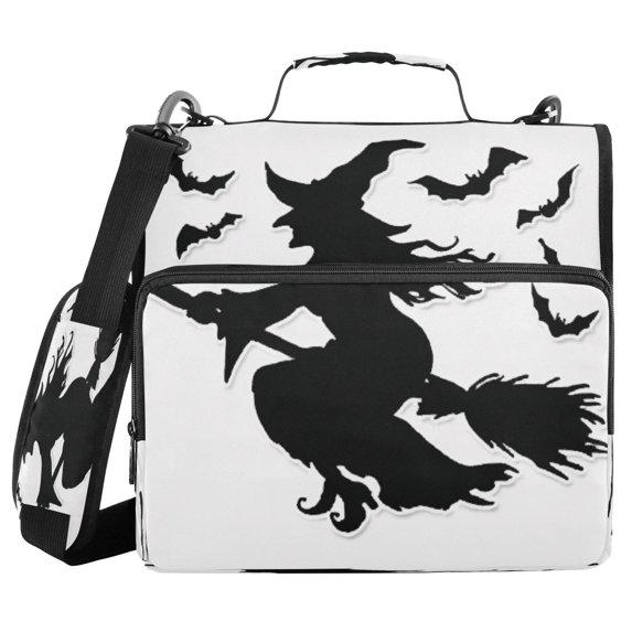 Water-Resistant 3-Ring Binder Organizer with Multiple Pockets Zipper Binder Bag for Office Witch Silhouette