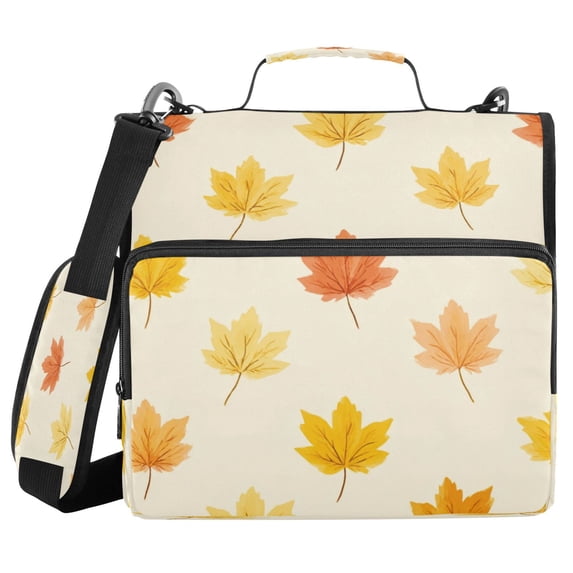 Water-Resistant 3-Ring Binder Organizer with Multiple Pockets Zipper Binder Bag for Office Yellow Maple Leaves Pattern