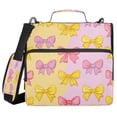 thumbnail image 1 of Water-Resistant 3-Ring Binder Organizer with Multiple Pockets Zipper Binder Bag for Office Yellow and Pink Bows, 1 of 8
