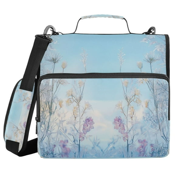Water-Resistant 3-Ring Binder Organizer with Multiple Pockets Zipper Binder Bag for Office Soft Wildflowers