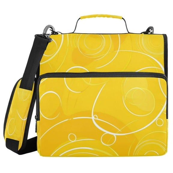 Water-Resistant 3-Ring Binder Organizer with Multiple Pockets Zipper Binder Bag for Office Yellow Circles and Lines