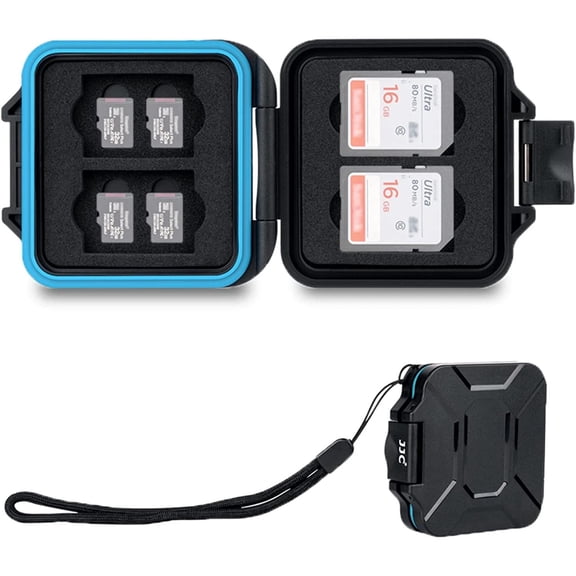 Water-Resistant Anti-Shock Portable SD Micro SD Memory Card Case, 12 Slots