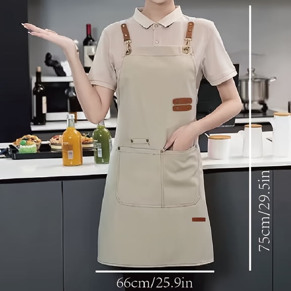 Water-Resistant Canvas Apron with Pockets, Adjustable Work Apron for Cooking, Grilling and Kitchen