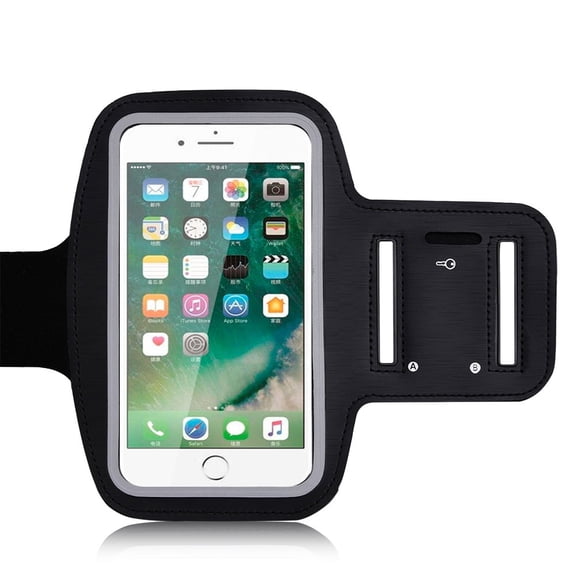 Water Resistant Cell Phone Armband 5.5 Inch Case for iPhone 8, 7, 6, 6S, SE, 5, 5C, 5S, and Galaxy S8 S5, Google Pixel Adjustable Reflective Velcro Workout Band, Key Holder & Screen Protector - Black