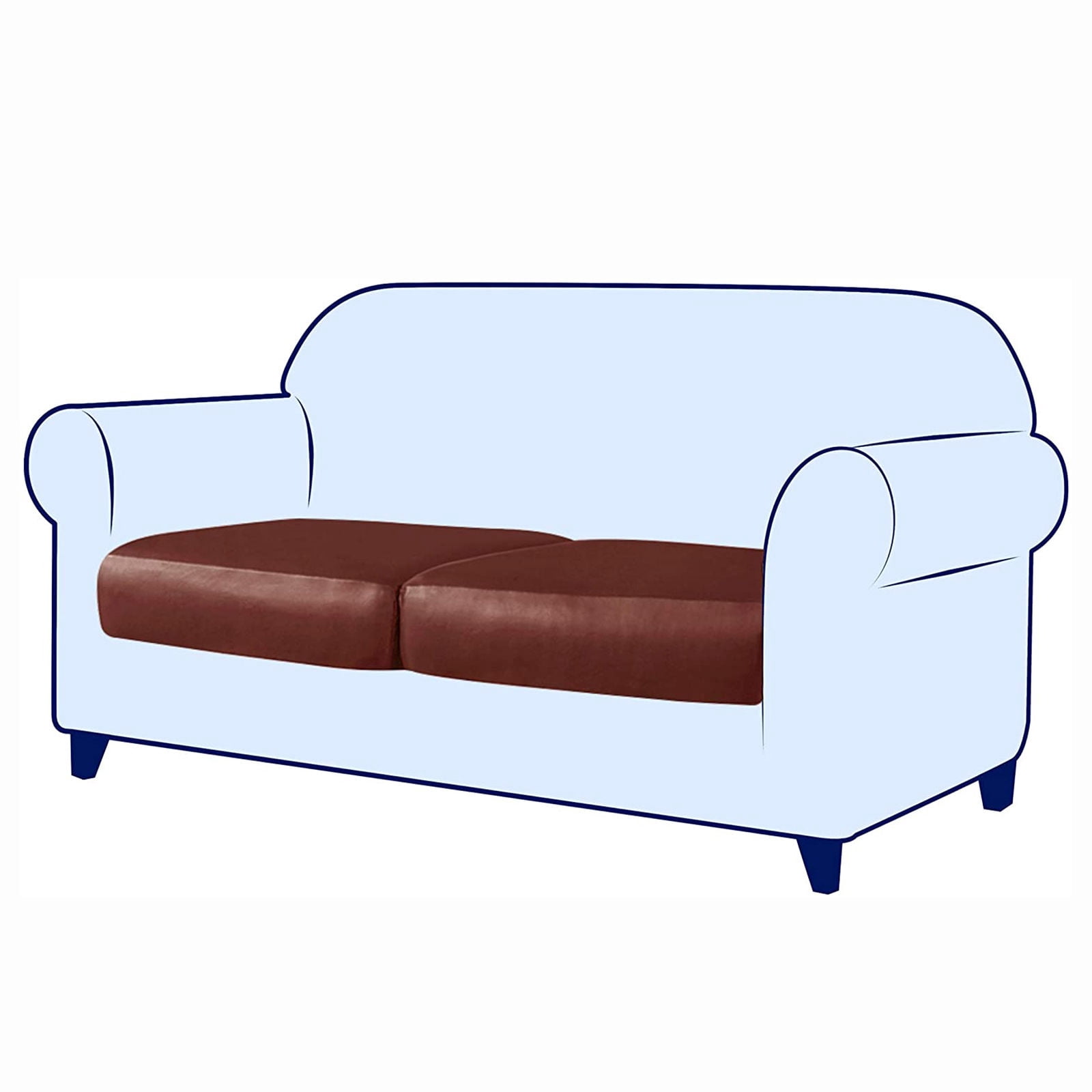 Water Resistant Cushion Cover, Leather Couch Cushion Cover Soft Furniture Protector Easy to Clean and Durable Cushion Cover for Restaurant-Orange-2-Seat