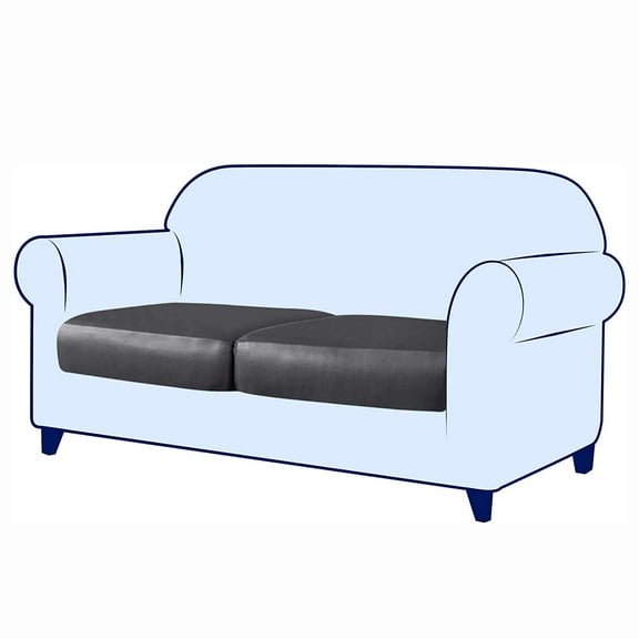 Water Resistant Cushion Cover, Leather Couch Cushion Cover Soft Furniture Protector Easy to Clean and Durable Cushion Cover for Restaurant-gray-2-Seat