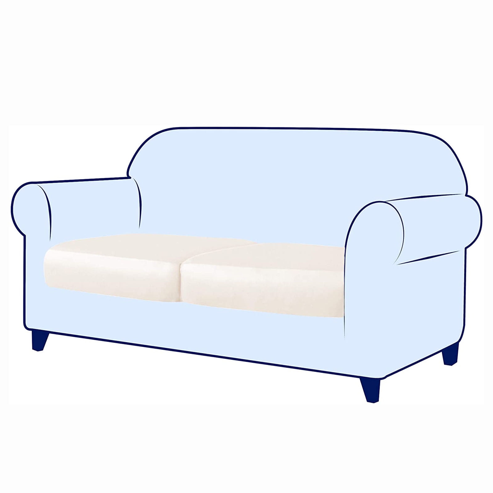Water Resistant Cushion Cover, Leather Couch Cushion Cover Soft Furniture Protector Easy to Clean and Durable Cushion Cover for Restaurant-white-2-Seat